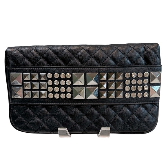 Lionel Quilted Fold Over Clutch with Studs and Rhinestones - Picture 1 of 7